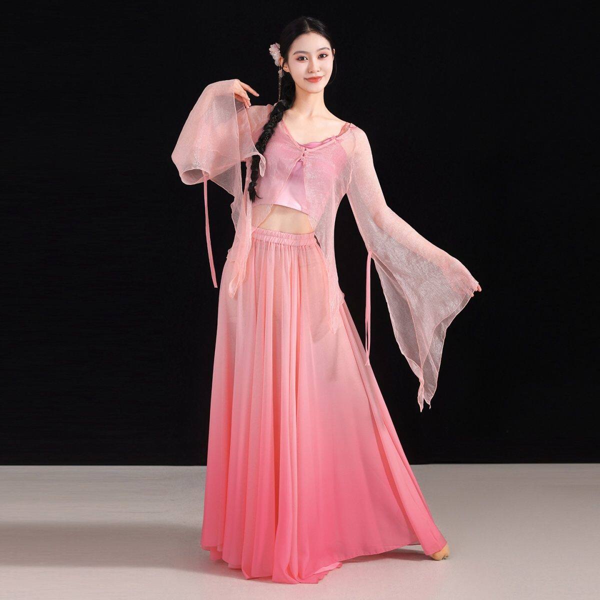 新款古典舞表演服仙气飘逸大摆裙