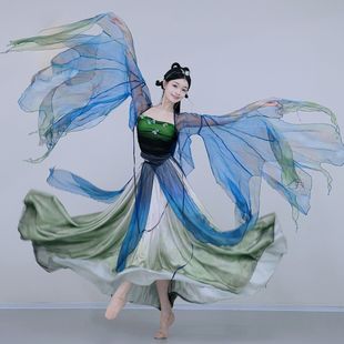 新款古典舞服仙气渐变纱衣外披飘逸晕染大摆裙蝴蝶古风舞蹈表演服