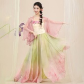 2026新款 古典舞蹈服飘逸仙气渐变晕染大摆裙古风舞蹈演出服套装