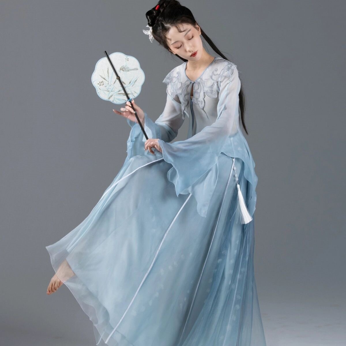 新款古典舞服冷月葬花古风飘逸仙气渐变纱衣铃兰新中式表演服套装