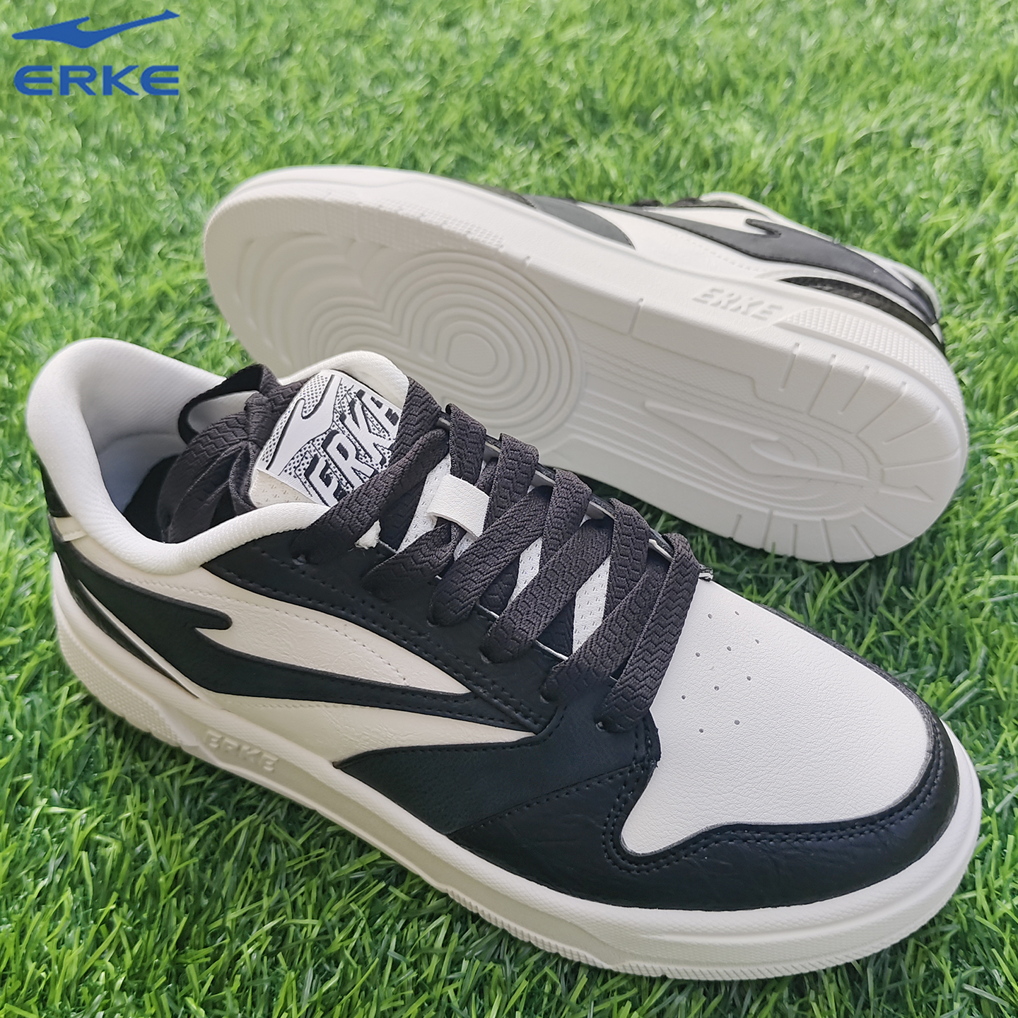 鸿星尔克耐磨防滑板鞋真皮防水