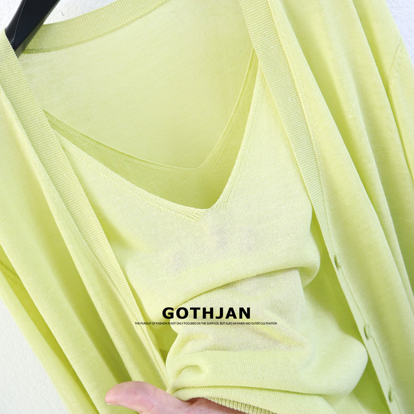 松弛天丝亚麻开衫吊带背心女夏季新款宽松外搭防晒薄针织衫两件套