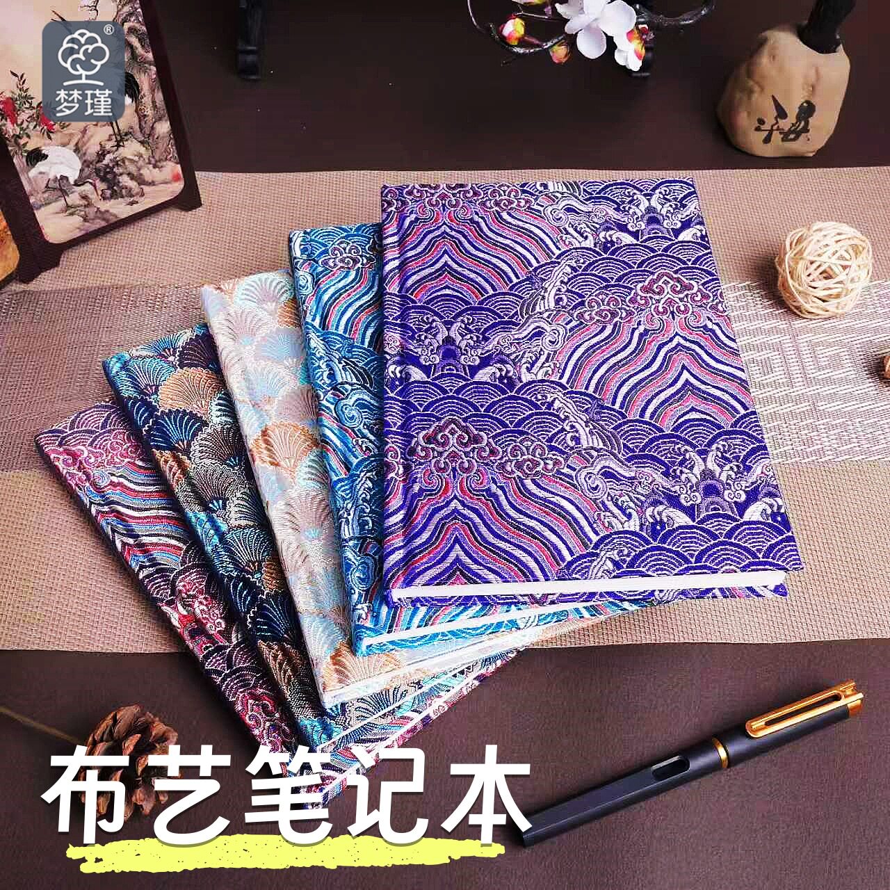 新款布艺跨境笔记本A5外贸横线记