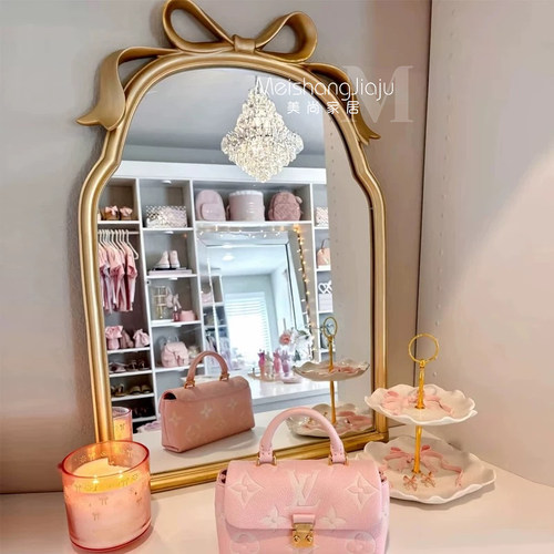 法式复古化妆镜智能壁挂梳妆镜子美式浴室镜家用卫生间镜子高级感