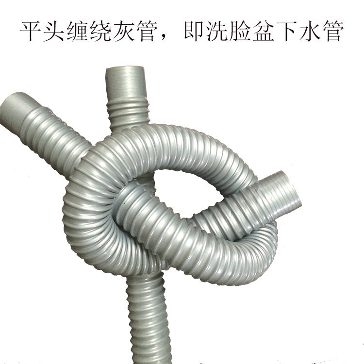 平头洗脸盆下水管排污管塑筋管缠绕工艺全自动切割线灰色筋条缠绕