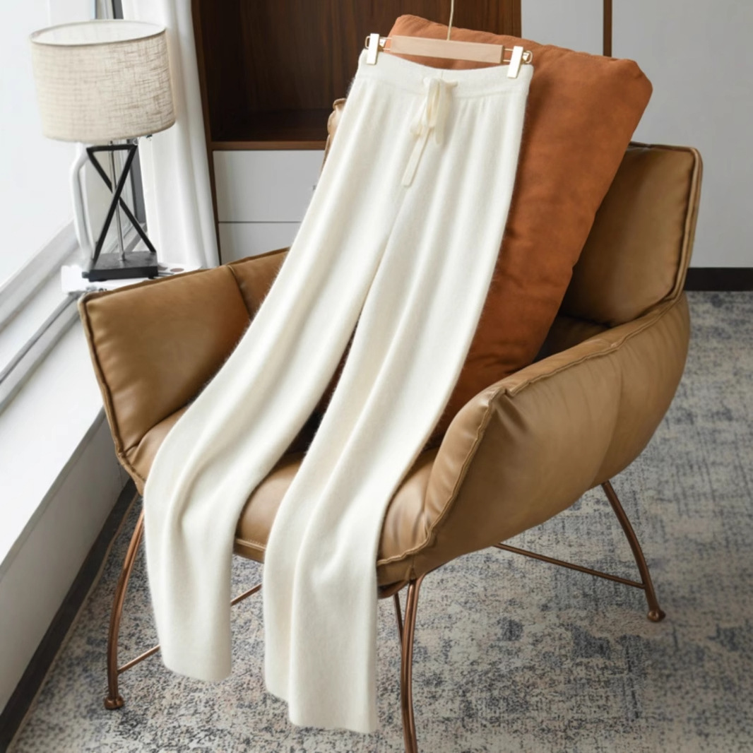 秋冬季坠感高腰阔腿裤女