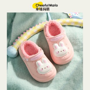 儿童棉拖鞋防水男童宝宝室内家居包跟保暖3防滑4岁小孩毛拖鞋女童