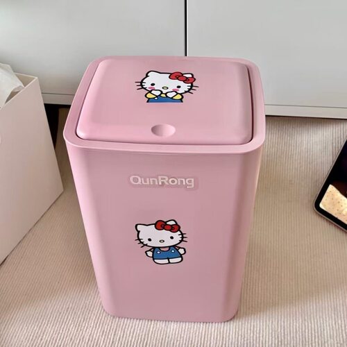 Kitty翻盖垃圾桶按压弹盖家用卫生间厨房大容量多巴胺带盖卫生桶
