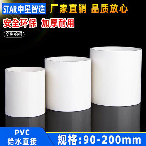 PVC水管接头直接直通塑料硬管内插黏胶快速 90 110 125 160 200