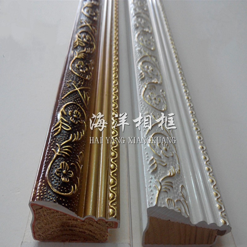 速发背景墙镜框相框PVC板装欧式压花 木头石膏线条A:01白金