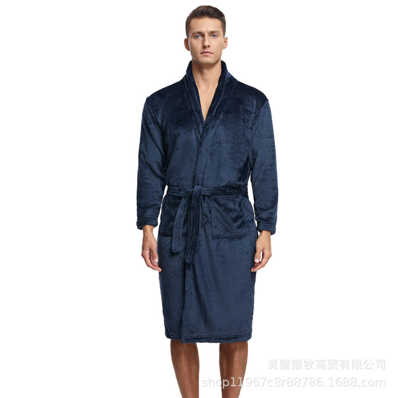 睡衣男秋冬法兰绒加厚加