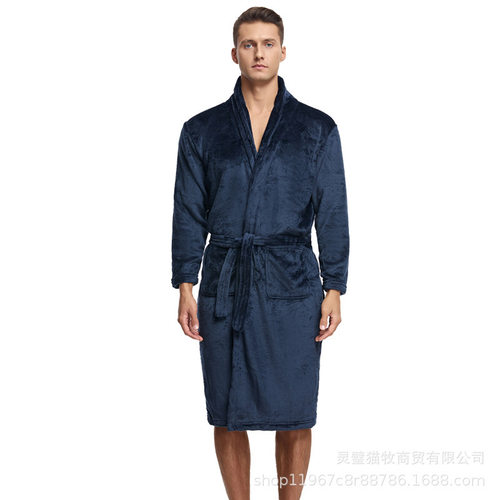 睡衣男秋冬法兰绒加厚加