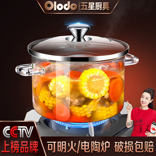 Olodo 欧乐多 德国透明锅玻璃锅明火煲汤锅辅食锅双耳家用炖煮