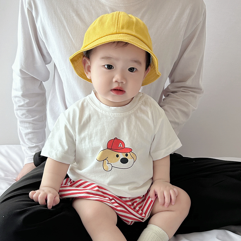 婴儿夏季套装男宝1岁洋气2男童夏装F衣服薄款短袖裤可爱卡通两件