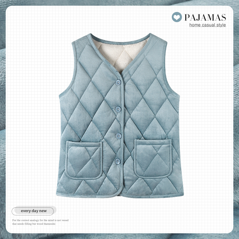 秋冬三层马甲女加厚保背保暖宽松