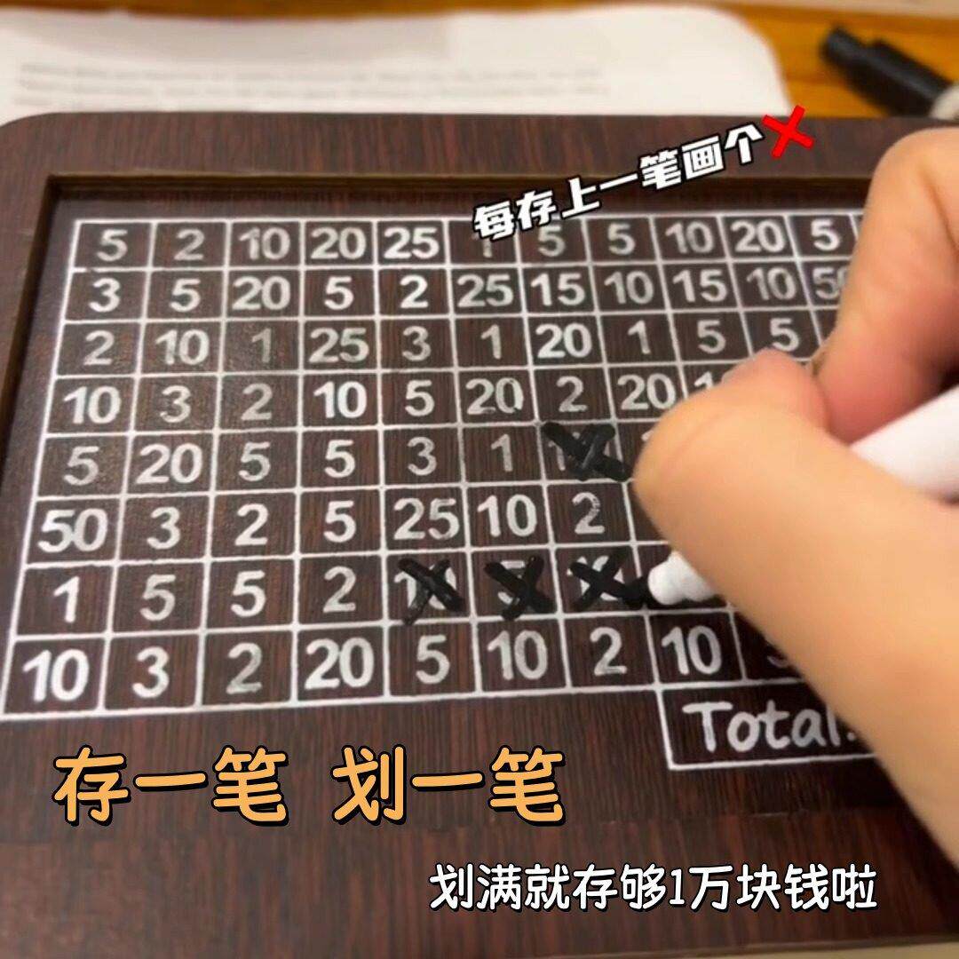 复古风一万元计画木质存钱罐 大容量数字存钱盒 情侣创意储蓄罐