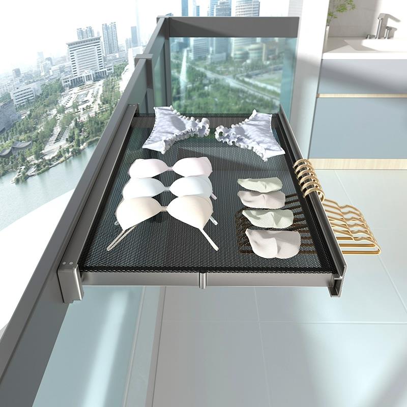 德国阳台抽拉式折叠网窗户晾衣架伸缩隐形置物架袜子窗台晾晒神器