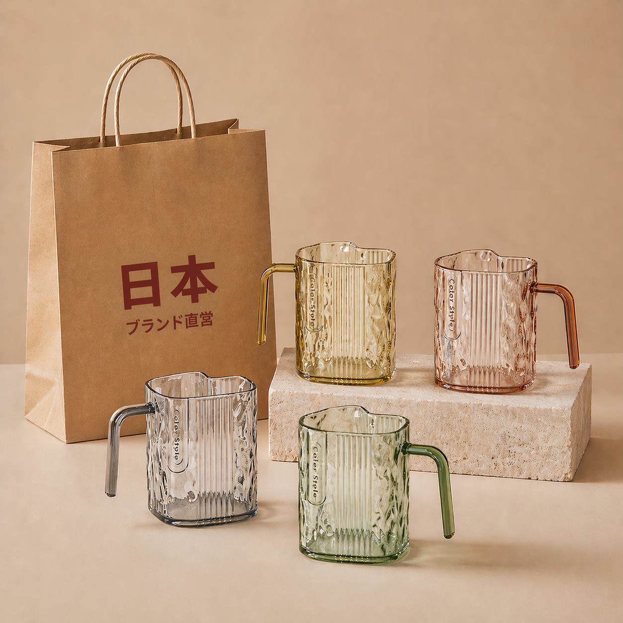 日本MU旅行便携日式玻璃牙刷杯洗漱杯彩色漱口水杯透明家用创意