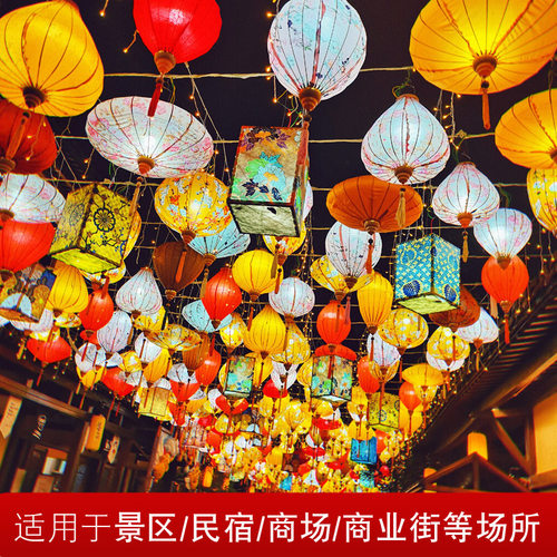 除夕春节异形花灯古镇街道布置宫灯户外装饰仿古越南灯笼龙年