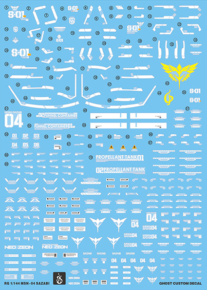 炎水贴 GHOST原创水贴 RG 1/144沙扎比卡沙 SAZABI荧光超高清