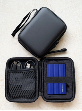 适用于三星T7 Shield 防震包移动固态硬盘包便携收纳包硬皮质防滑便携PSSD防震袋抗摔盒