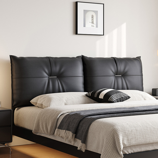 高级感床头靠垫生态皮榻榻米软包悬浮床卧室靠背沙发大靠枕中古风