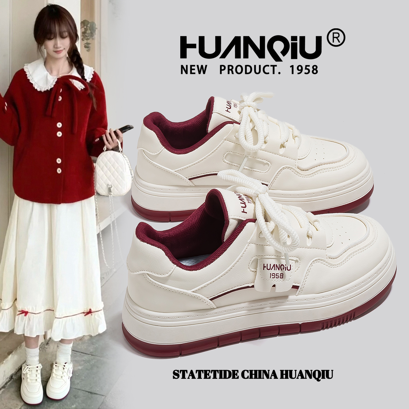 环球秋季厚底ins透气休闲板鞋