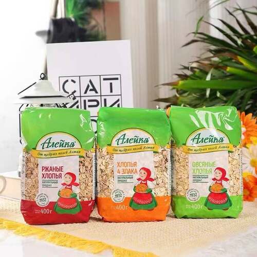 谜粉俄罗斯进口燕麦片无糖艾利克黑麦片免煮速食营养早餐代餐食品