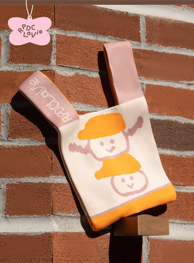 RPDCLaVie「暖暖团橘」针织手提包可爱插画化妆便携小手腕包rpdc