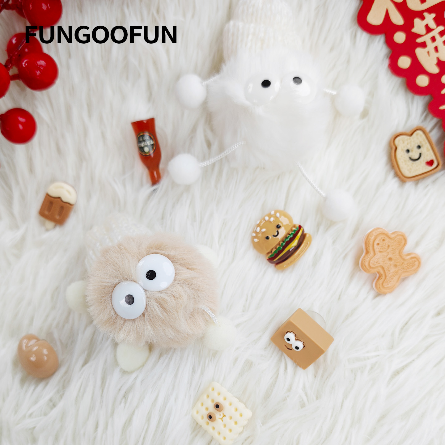 fungoofun/梵高范包面配件包包扣花  毛线帽小球