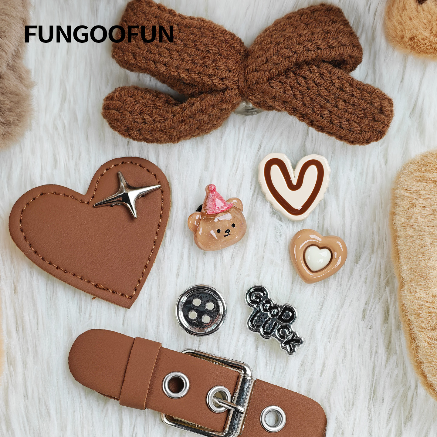 fungoofun梵高范包面配件包包扣花 皮带爱心蝴蝶结