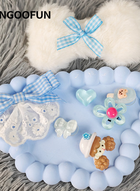 fungoofun/梵高范包面配件包包扣花  蓝色骨头蝴蝶结