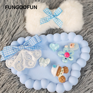 fungoofun 蓝色骨头蝴蝶结 梵高范包面配件包包扣花