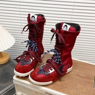 日本OFFCAT设计感小众高帮运动拳击靴女户外工装马丁靴中筒短靴子