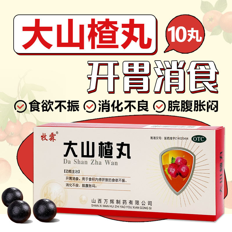 大山楂丸老式山楂丸消食成人儿童开胃消化不良的药大蜜丸9g*10丸
