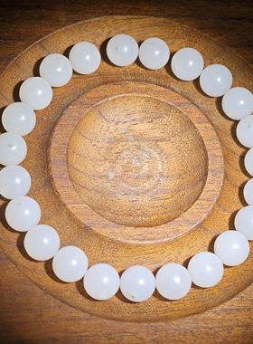 精品新疆和田玉籽料羊脂白玉8m圆珠单珠特白顶珠散珠高档珠宝配饰