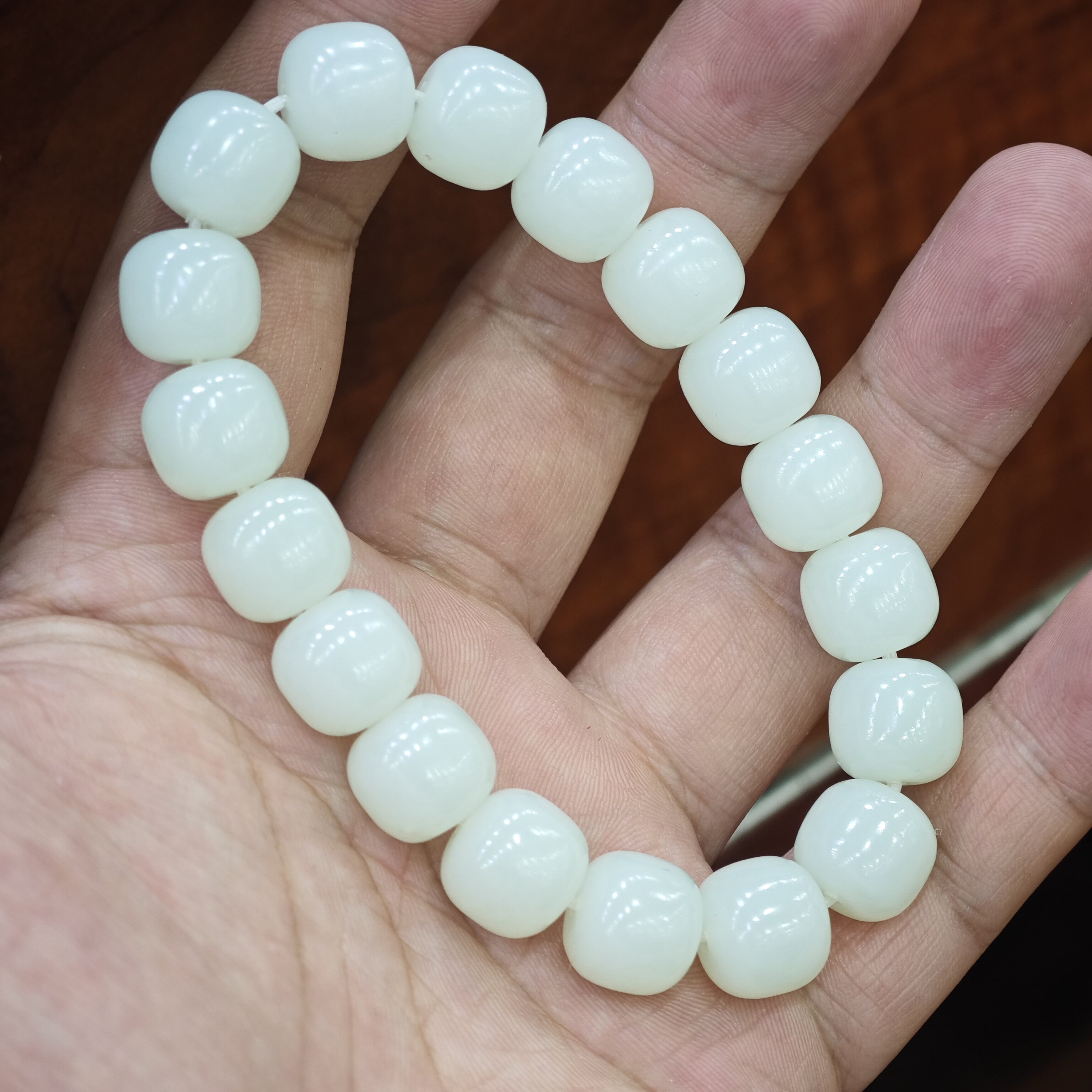 正宗新疆和田玉籽料羊脂白玉11*12老型珠桶珠男女款手串文玩玉石