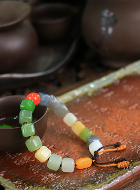 天然和田玉多宝手串随形直切珠子手串简约个性男女款高档珠宝手链