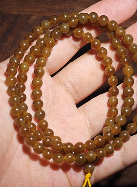 新疆和田玉项链天然玉石且末料糖玉圆珠6mm男女款珠链子项链手链