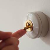 复古开关面板黄铜陶瓷底座门厅手拨双控民宿黑色 老式 单开日式 明装