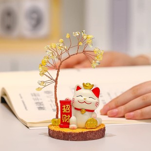 招财猫桌面摆件办公室可爱治愈系工位情绪稳定好物送女生小礼物