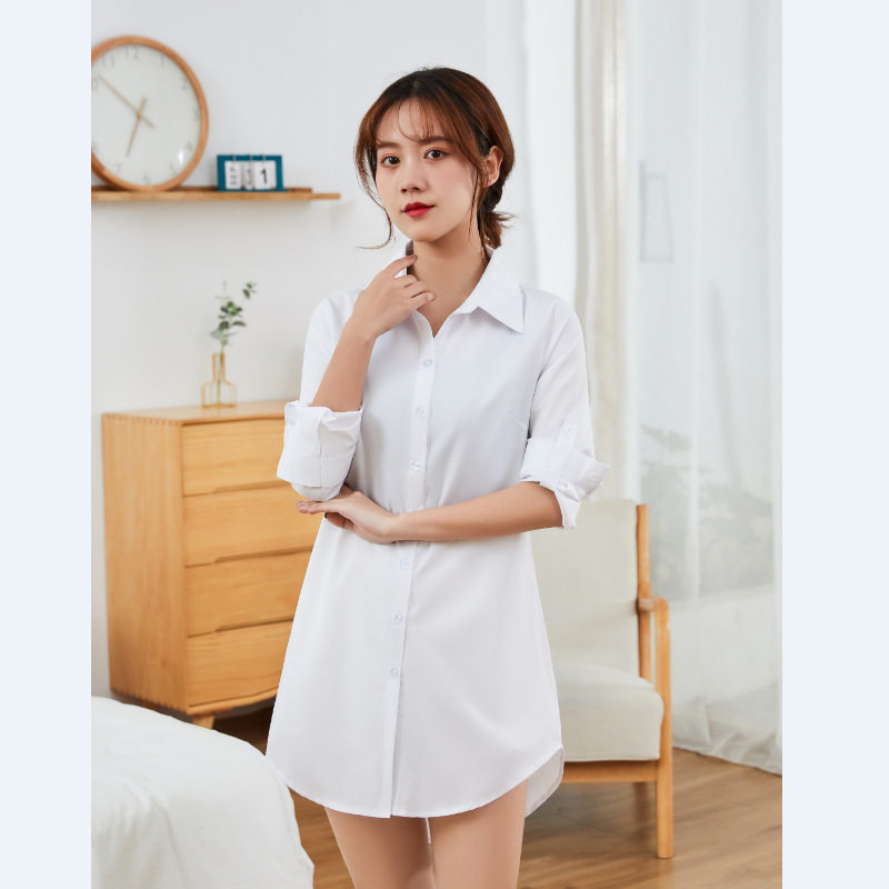 白色衬衫女长袖宽松韩版休闲百搭