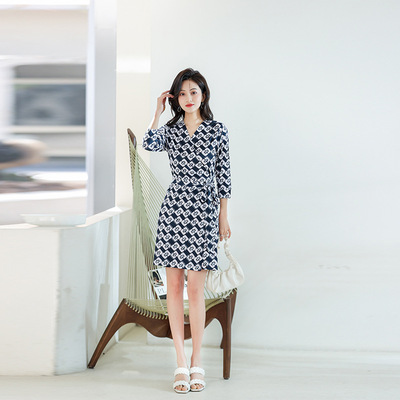 PG DVF轻奢夏季新款裹身裙气质收腰显瘦显身材一片式连衣裙女