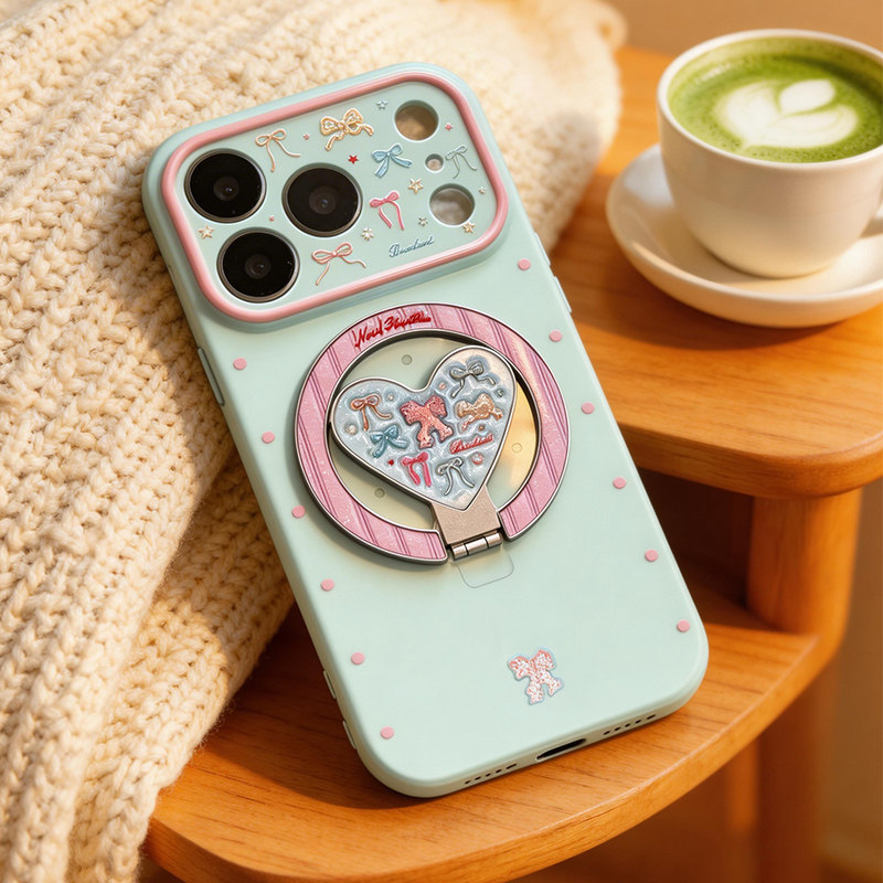 闪粉磁吸圈【可拆卸支架】适用苹果17女款手机壳带支架16promax新款15pro高级感2026可爱iphone13女生14少女