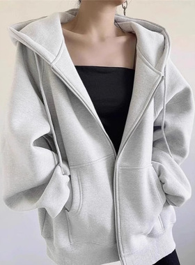 卫衣oversize大码宽松帽衫女潮牌ins学院风加绒外套新款秋装上衣