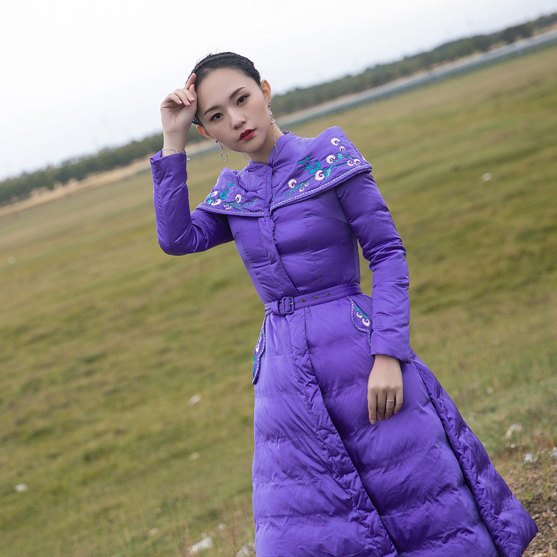 2021羽绒服女中长款复古宫廷风外