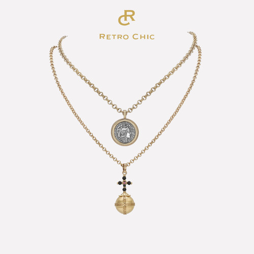RetroChic罗马古币圣球叠戴项链