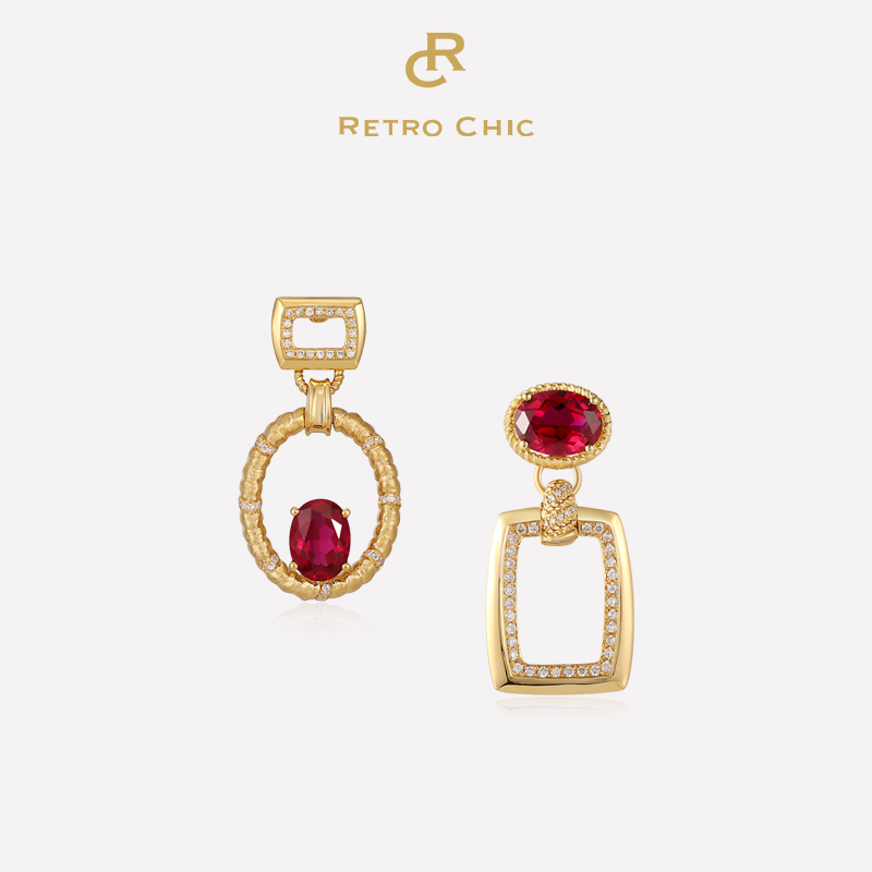 【女神礼物】RC Retro Chic意大利复古首饰 红茶香水红宝石耳环
