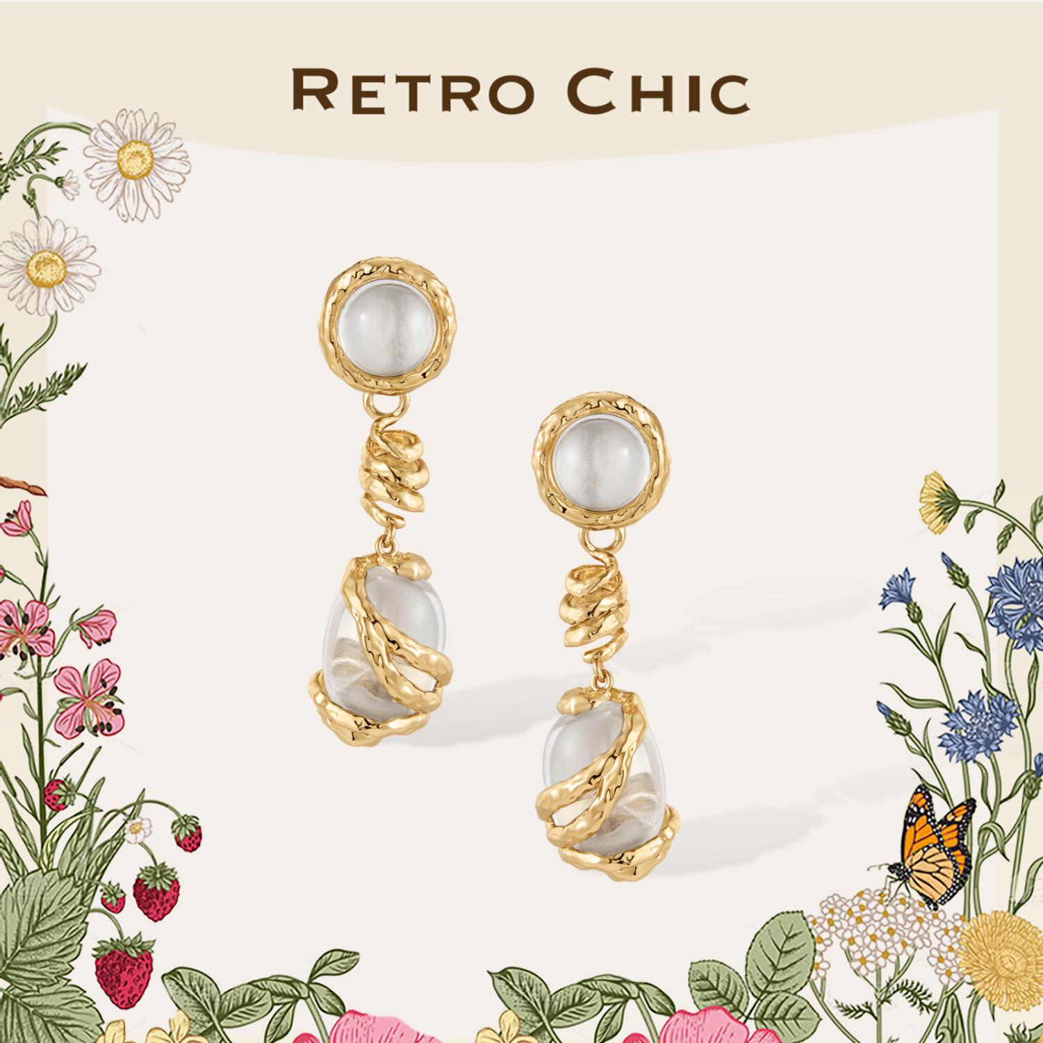 【张婧仪同款】RC Retro Chic意大利复古首饰 弗洛拉水晶藤蔓耳环
