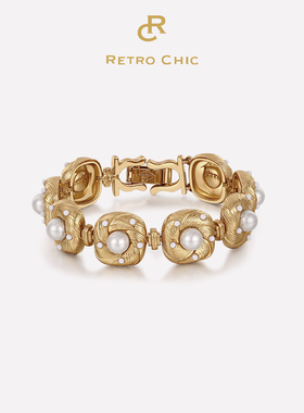 【女神礼物】RC Retro Chic意大利复古时尚金银丝珍珠手链美拉德